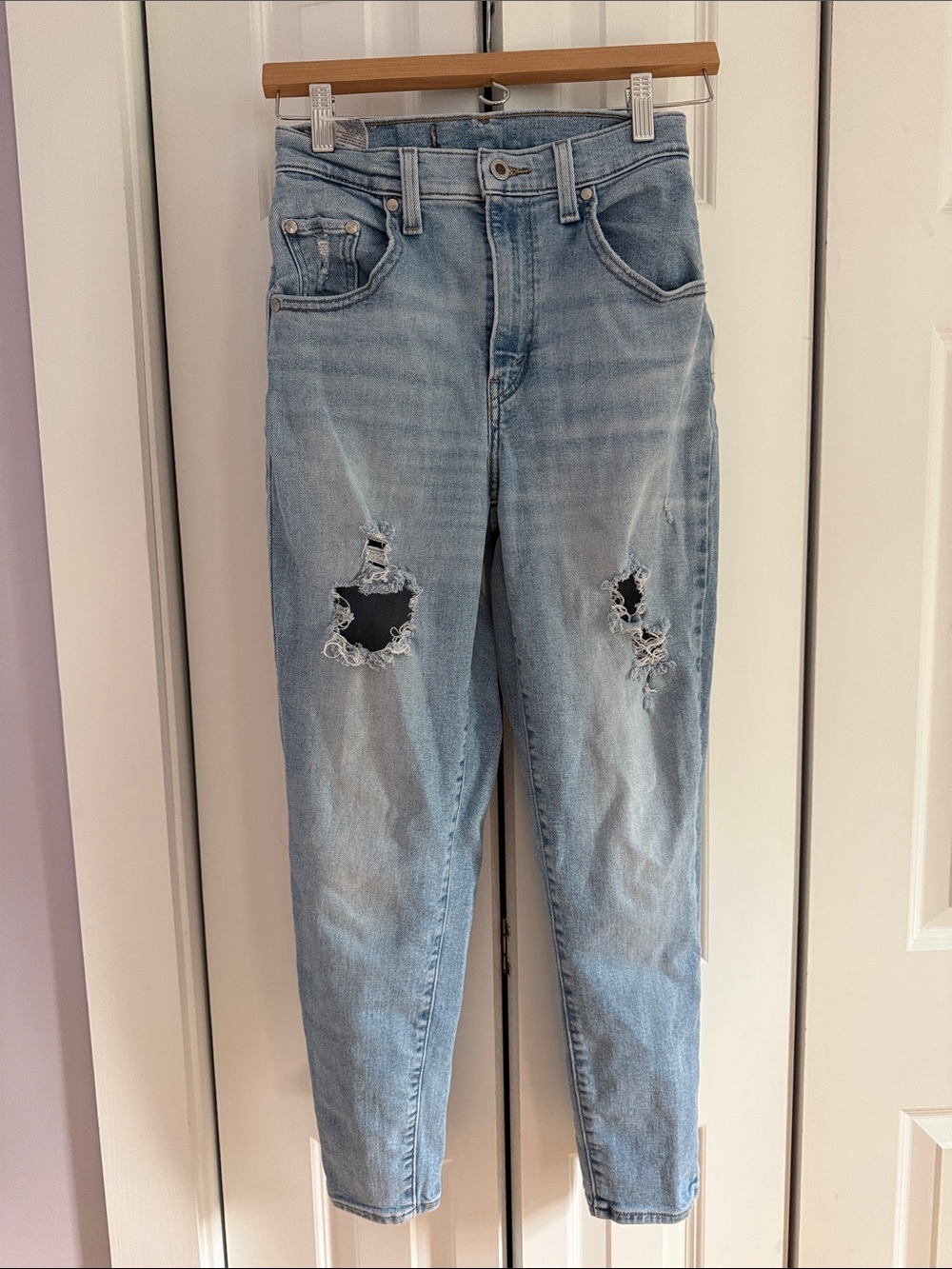 Levi's Light Blue Straight Leg Distressed Jeans